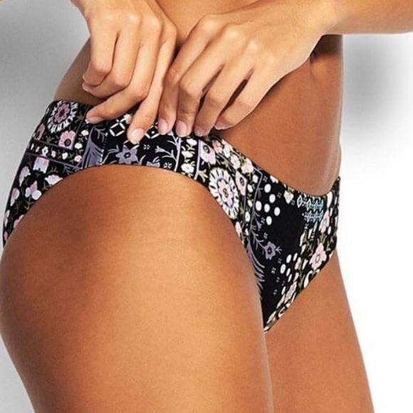 NWOT Seafolly Free Spirit Twist Band Hipster Bikini bottom black and pink - Picture 2 of 14